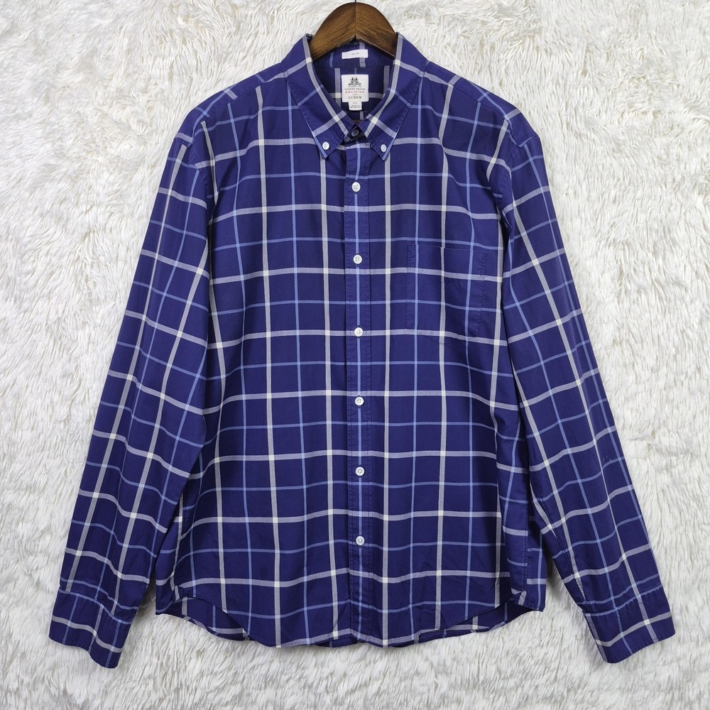 Thomas Mason Archive For J Crew Long Sleeve Shirt Mens XL Slim Button Down Check